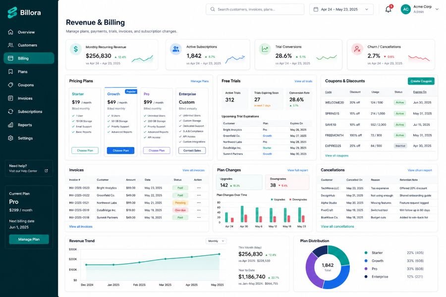 SaaS billing features preview